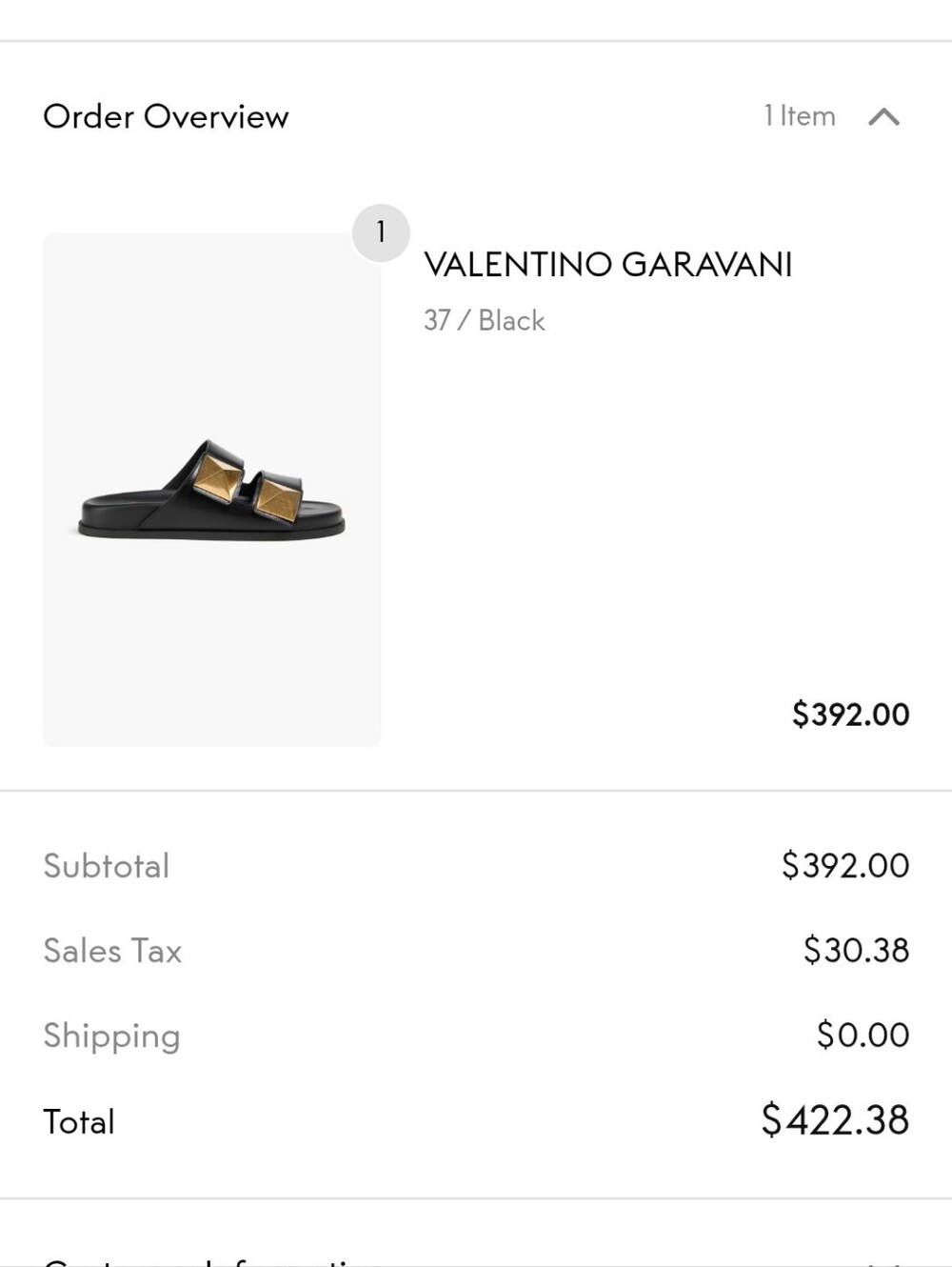 Valentino Garavani Black Slide Sandals with Gold Pyramid Studs - Picture 8 of 8